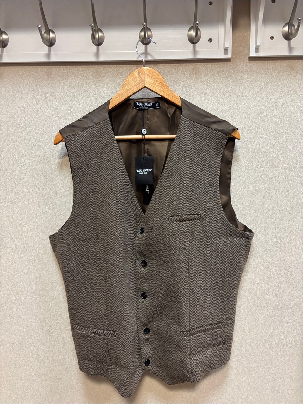 NWT Paul Jones Men's XL Herringbone “Old Money” Brown Vest